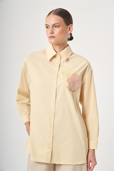 FTZ Women Kadın Poplin Gömlek  Sarı 31436