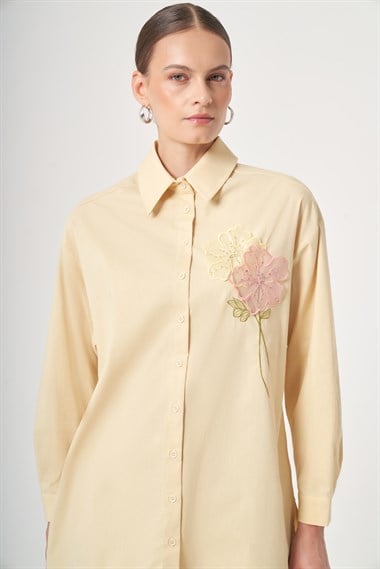 FTZ Women Kadın Poplin Gömlek  Sarı 31436