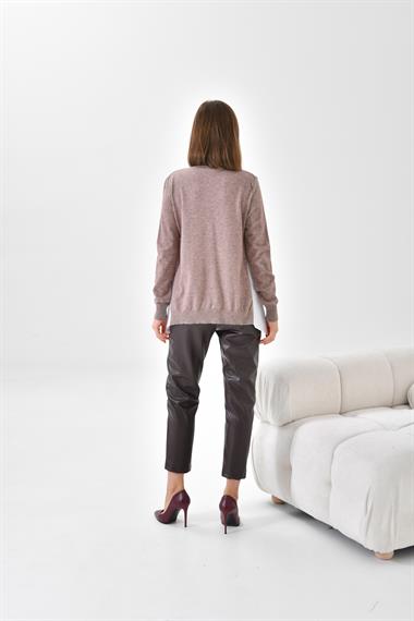 FTZ Women Kadın Poplin Kumaş Detaylı Hırka  Vizon 20526