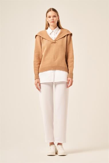 FTZ Women Kadın Poplin Mixli Kazak  Bisküvi 20983