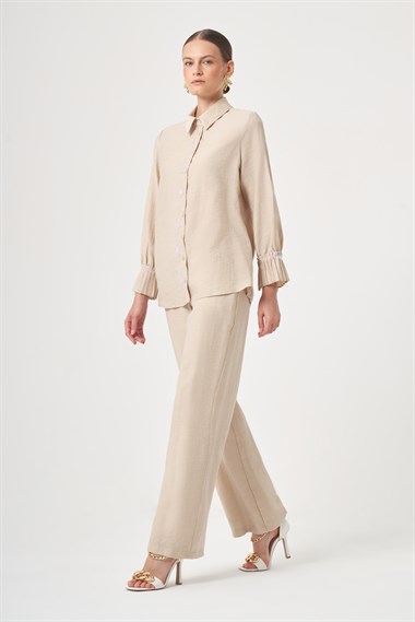 FTZ Women Kadın Pul Detay Takım  Beige 31453