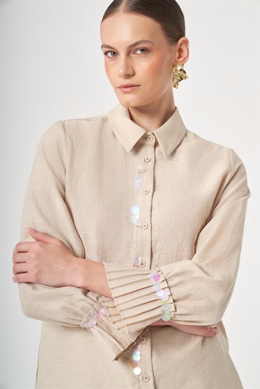 FTZ Women Kadın Pul Detay Takım  Beige 31453