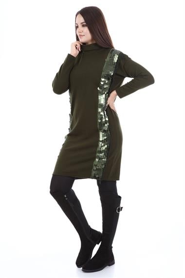 FTZ Women Kadın Pul Payet Detay Tunik  Haki 21-1332