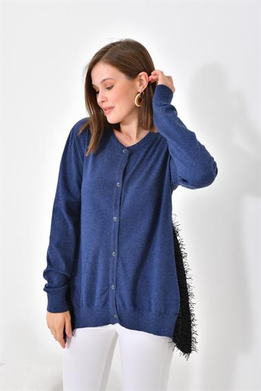 FTZ Women Kadın Pul Payet Detaylı Düğmeli Hırka  İndigo 20525