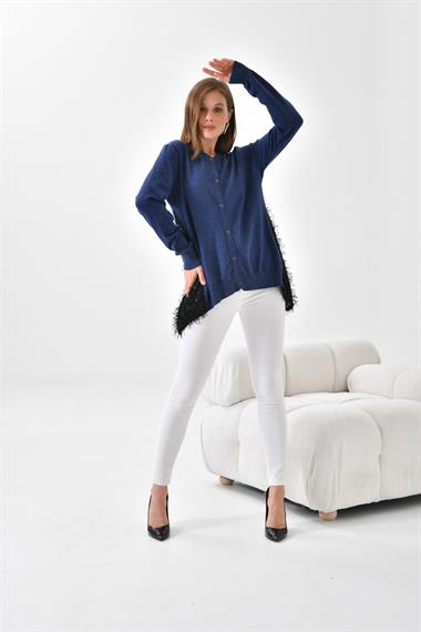 FTZ Women Kadın Pul Payet Detaylı Düğmeli Hırka  İndigo 20525