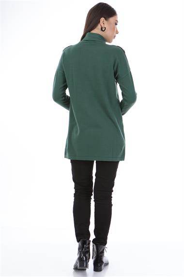 FTZ Women Kadın Pul Payet Şerit Detay Triko  Zümrüt 21-1328
