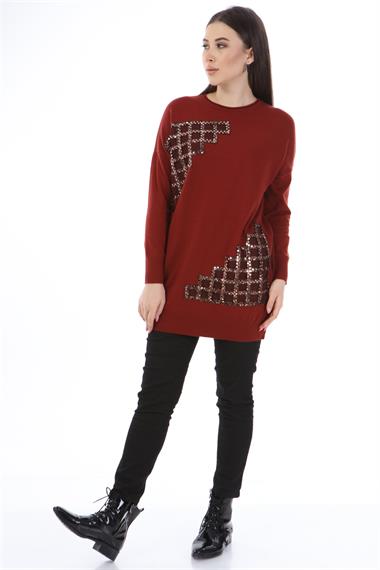 FTZ Women Kadın Pul Payet Triko  Kiremit 21-1320