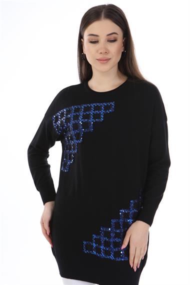 FTZ Women Kadın Pul Payet Triko  Siyah 21-1320