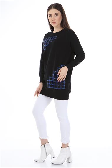 FTZ Women Kadın Pul Payet Triko  Siyah 21-1320