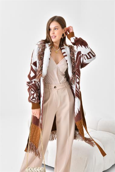 FTZ Women Kadın Püskül Detaylı Giy-Çık  Taba 20584