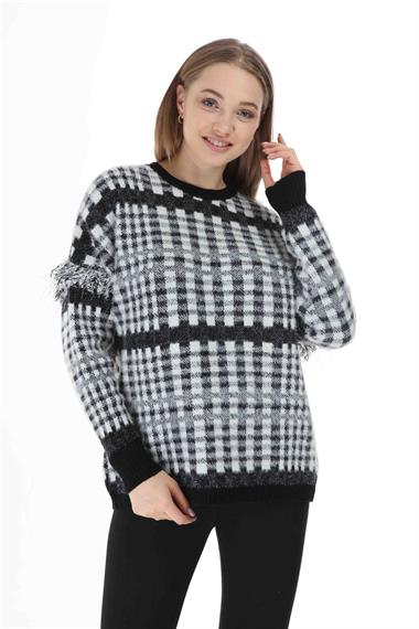 FTZ Women Kadın Püskül Detaylı Triko  Siyah 21-1334