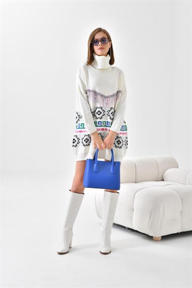 FTZ Women Kadın Püskül Detaylı Tunik  Kemik 20107