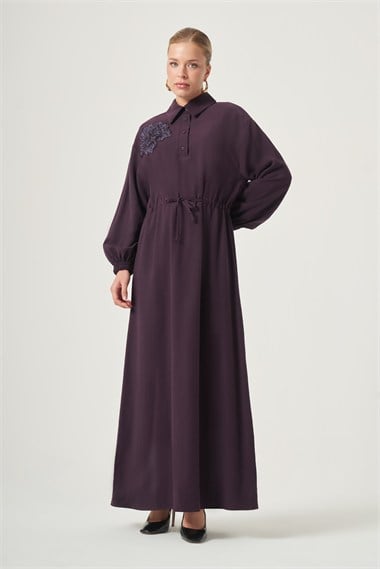 FTZ Women Kadın Rahat Kalıp Elbise  Mürdüm 31556
