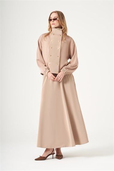 FTZ Women Kadın Rahat Kalıp Etekli Takım  Camel 31545