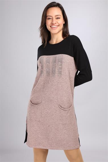 FTZ Women Kadın Renk Geçişli Uzun Tunik  Siyah 21-1144