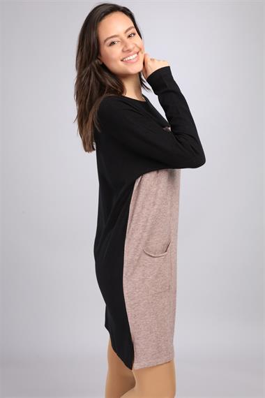 FTZ Women Kadın Renk Geçişli Uzun Tunik  Siyah 21-1144