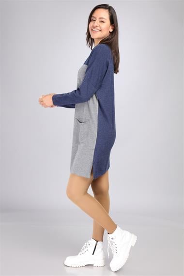 FTZ Women Kadın Renk Geçişli Uzun Tunik  İndigo 21-1144