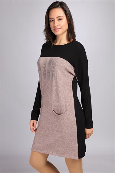 FTZ Women Kadın Renk Geçişli Uzun Tunik  Siyah 21-1144