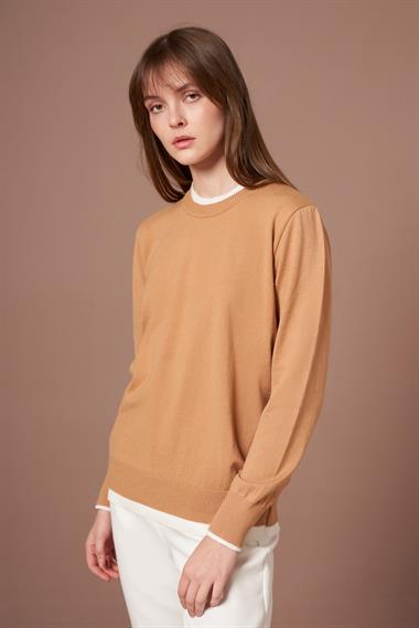 FTZ Women Kadın Ribana Detaylı Kazak  Bisküvi 25290