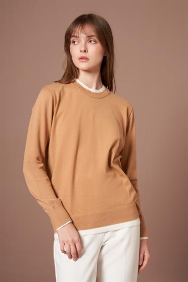 FTZ Women Kadın Ribana Detaylı Kazak  Bisküvi 25290