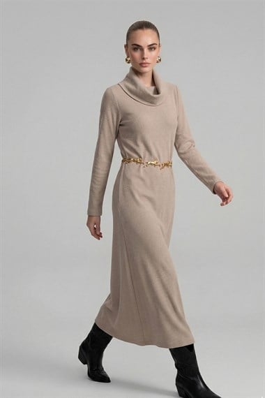 FTZ Women Kadın Ribana Elbise  Beige 31286