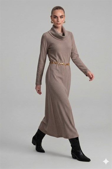 FTZ Women Kadın Ribana Elbise  Vizon 31286