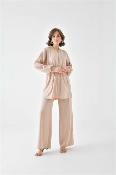 FTZ Women Kadın Ribana Modal Takım  Beige 30730