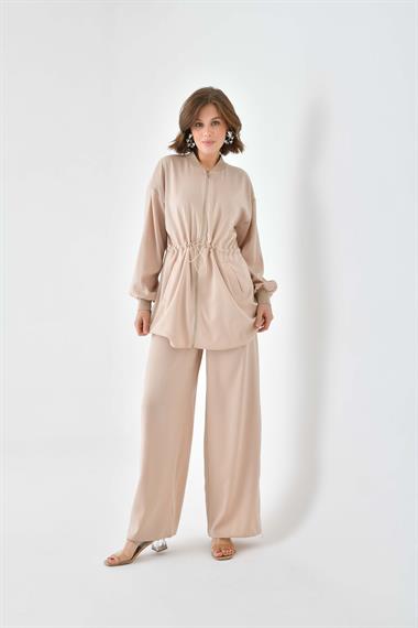 FTZ Women Kadın Ribana Modal Takım  Beige 30730