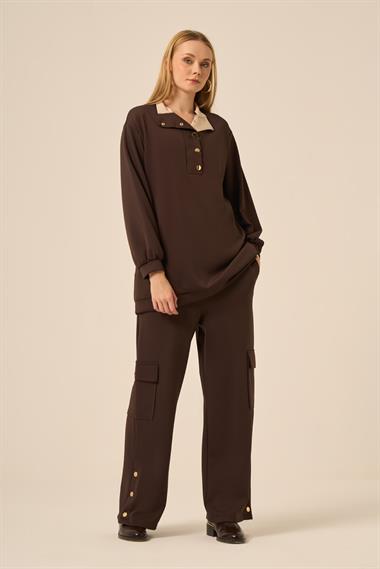 FTZ Women Kadın Royal Pantolonlu Takım  Kahve 31272