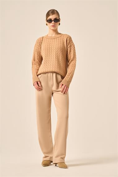 FTZ Women Kadın Saç Örgü Kazak  Bisküvi 20882