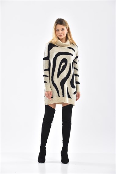 FTZ Women Kadın Sakal Detay Tam Balıkçı Bluz  Taş 21-6231