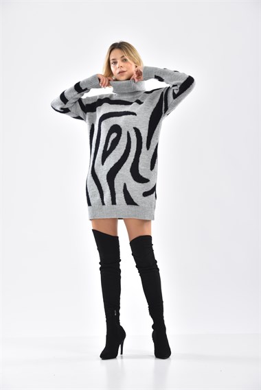 FTZ Women Kadın Sakal Detay Tam Balıkçı Bluz  Gri 21-6231