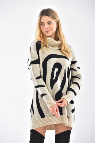 FTZ Women Kadın Sakal Detay Tam Balıkçı Bluz  Taş 21-6231