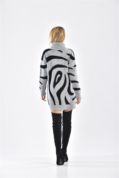 FTZ Women Kadın Sakal Detay Tam Balıkçı Bluz  Gri 21-6231