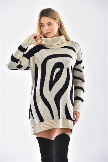 FTZ Women Kadın Sakal Detay Tam Balıkçı Bluz  Taş 21-6231