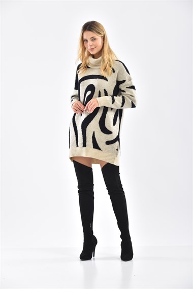 FTZ Women Kadın Sakal Detay Tam Balıkçı Bluz  Taş 21-6231