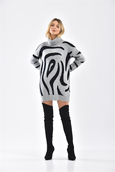 FTZ Women Kadın Sakal Detay Tam Balıkçı Bluz  Gri 21-6231