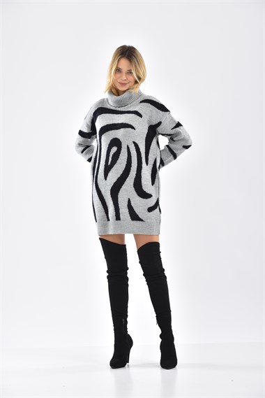 FTZ Women Kadın Sakal Detay Tam Balıkçı Bluz  Gri 21-6231