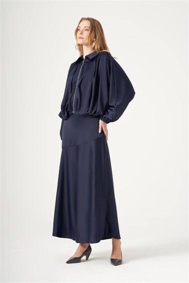 FTZ Women Kadın Saten Etekli Takım  Lacivert 31574