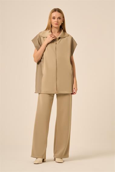 FTZ Women Kadın Scuba Spandex Takım  Beige 31277