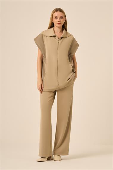 FTZ Women Kadın Scuba Spandex Takım  Beige 31277