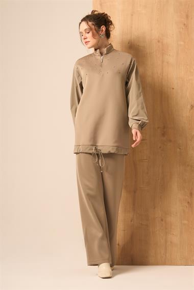 FTZ Women Kadın Scuba Spandex Takım  Bej 31257