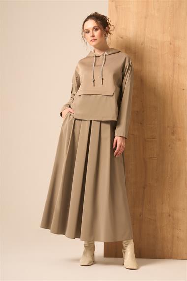 FTZ Women Kadın Scuba Spandex Takım  Beige 31259