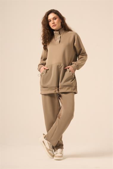 FTZ Women Kadın Scuba Spandex Takım  Beige 31266