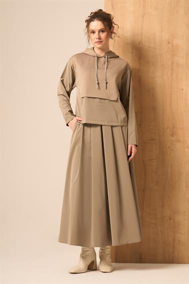 FTZ Women Kadın Scuba Spandex Takım  Beige 31259