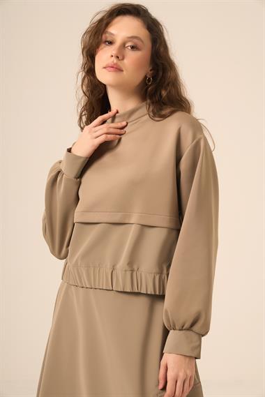FTZ Women Kadın Scuba Spandex Takım  Beige 31262