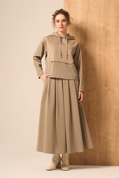 FTZ Women Kadın Scuba Spandex Takım  Beige 31259