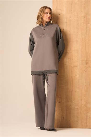 FTZ Women Kadın Scuba Spandex Takım  Gri 31257