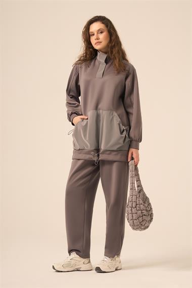 FTZ Women Kadın Scuba Spandex Takım  Gri 31266