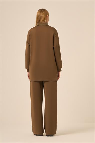 FTZ Women Kadın Scuba Spandex Takım  Kahve 31278